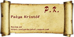 Palya Kristóf névjegykártya